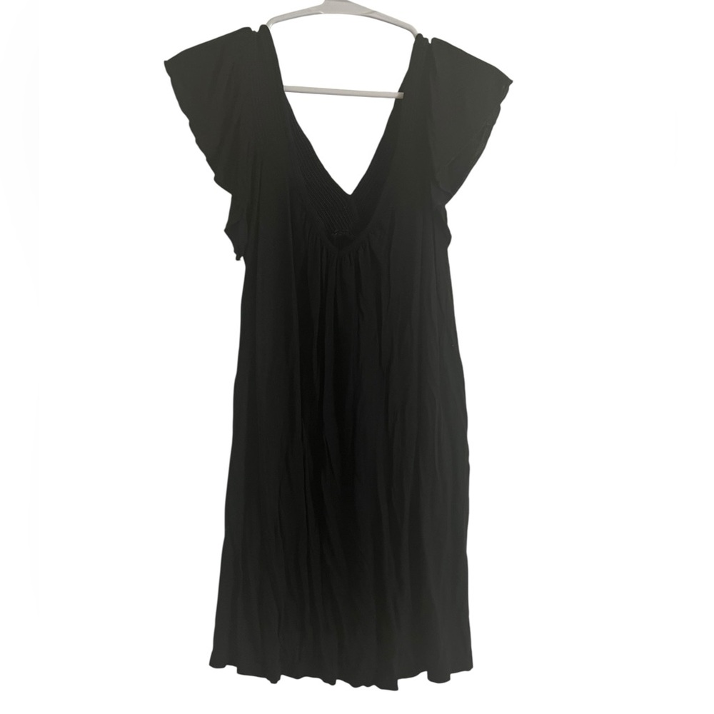 Lux Black Flutter Sleeve Mini Sundress